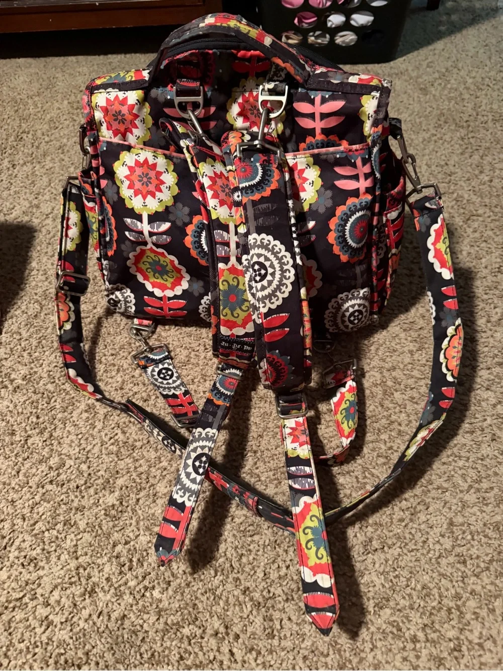 Ju-Ju-Be Floral Pattern Pink & Blue Diaper Bag